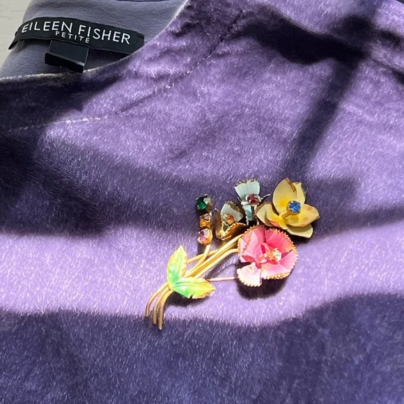 Vintage 1950’s Floral Multicolor Brooch - Picture 2 of 7
